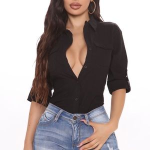 Black Button Up/Down Top